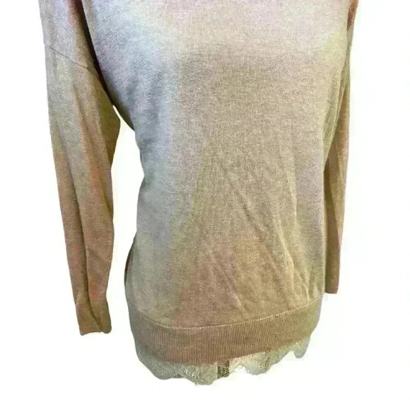 JOIE Crewneck sweater with eyelash lace underlay hem - Picture 6 of 7